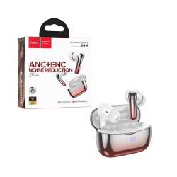 Auscultadores True Sem Fio Hoco EQ16 Shine ANC+ENC Redução de Ruído Esmalte Vermelho